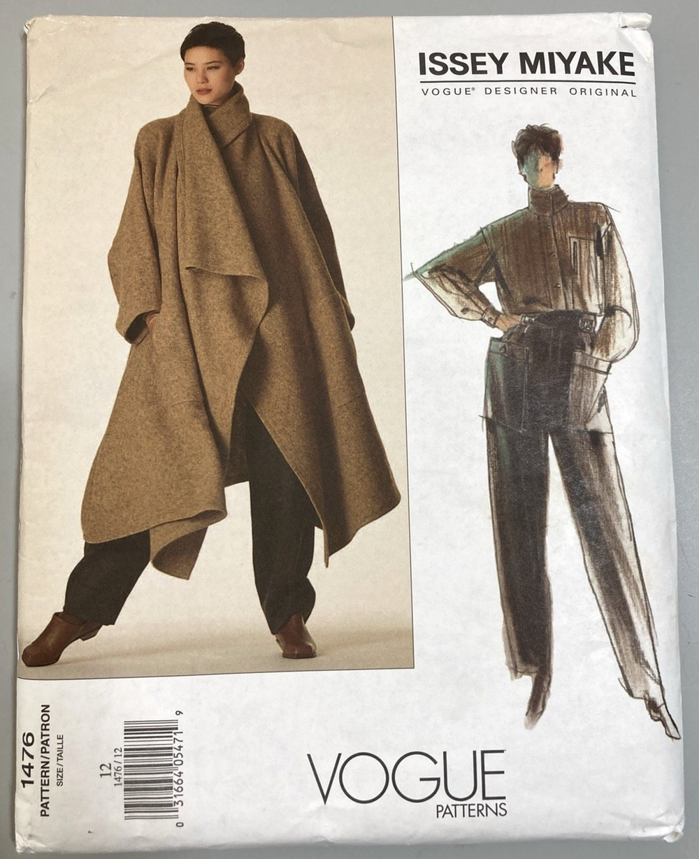 80s Vogue 1476 Issey Miyake Coat, Shirt & Pants Sewing Pattern Sz 12 UNCUT